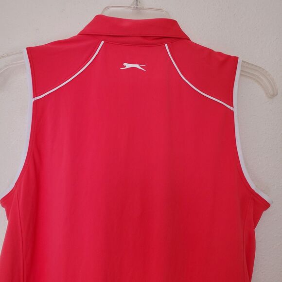 Slazenger Top Sleeveless 1/4 Zip Collared Solid Activewear Top Sz M Orange Golf - Picture 6 of 12